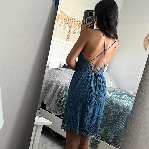 Blue lace summer dress S - Picture 2 of 3